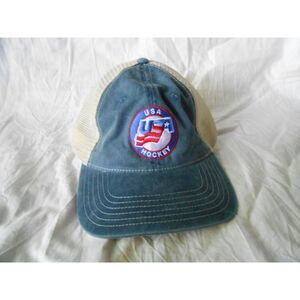 NEW Cap America Snap Back USA Hockey Denim Mesh Baseball Hat Cap OSFM Breathable